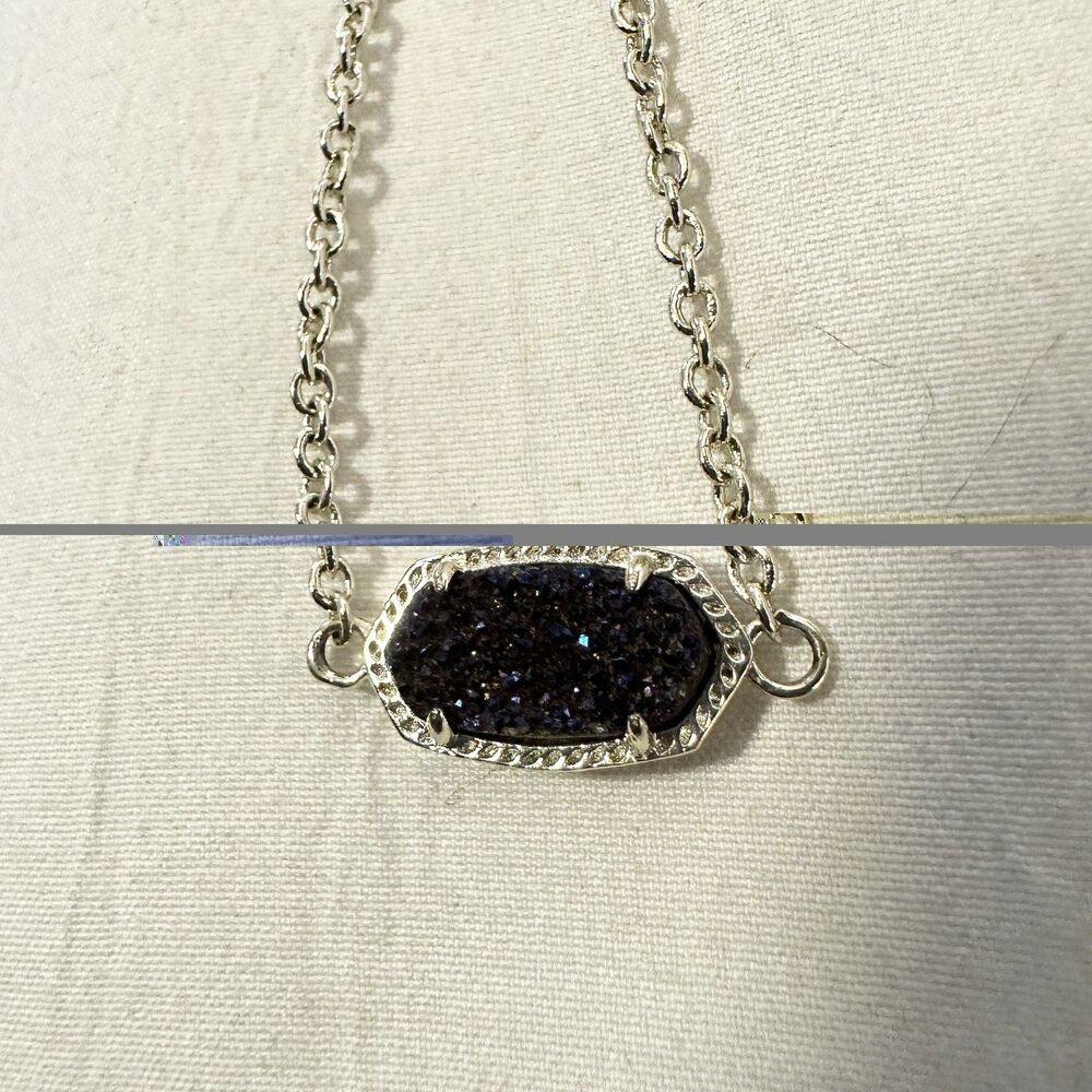 Kendra Scott Elaina Adjustable Chain Bracelet  Dark Purple Drusy / Silver